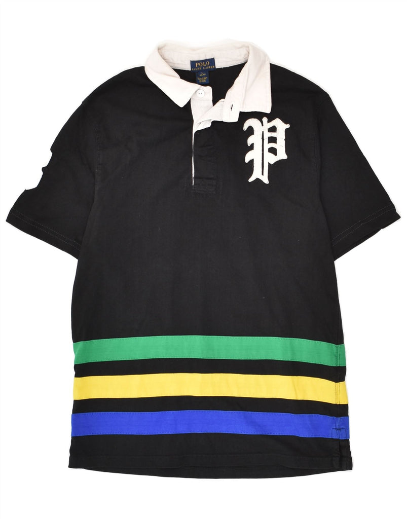 POLO RALPH LAUREN Boys Graphic Polo Shirt 14-15 Years Large Black Striped | Vintage Polo Ralph Lauren | Thrift | Second-Hand Polo Ralph Lauren | Used Clothing | Messina Hembry 