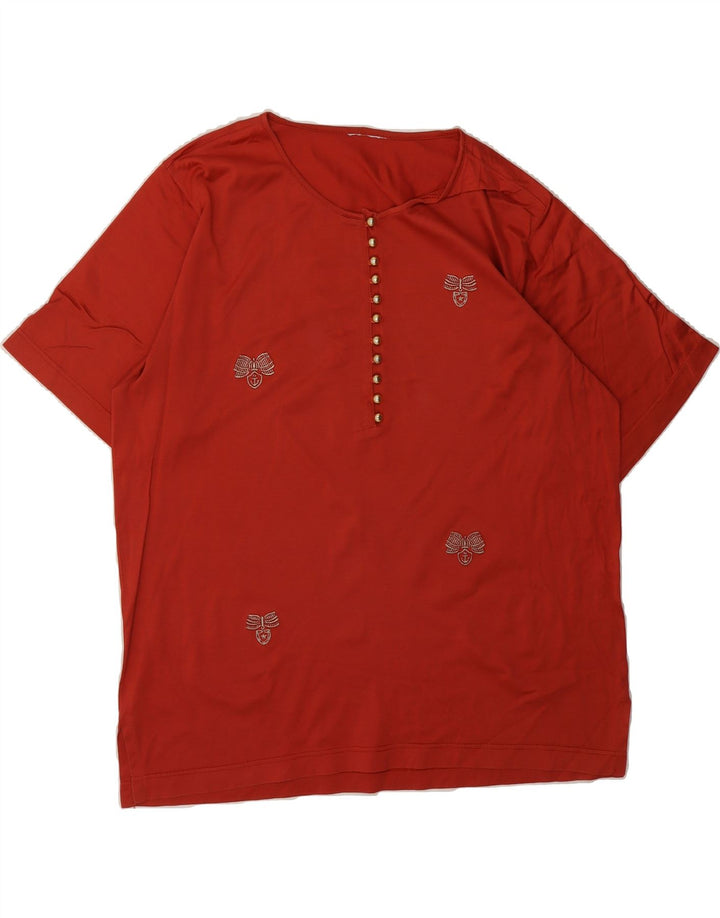 VINTAGE Womens T-Shirt Top UK 18 XL Red Vintage Vintage and Second-Hand Vintage from Messina Hembry 
