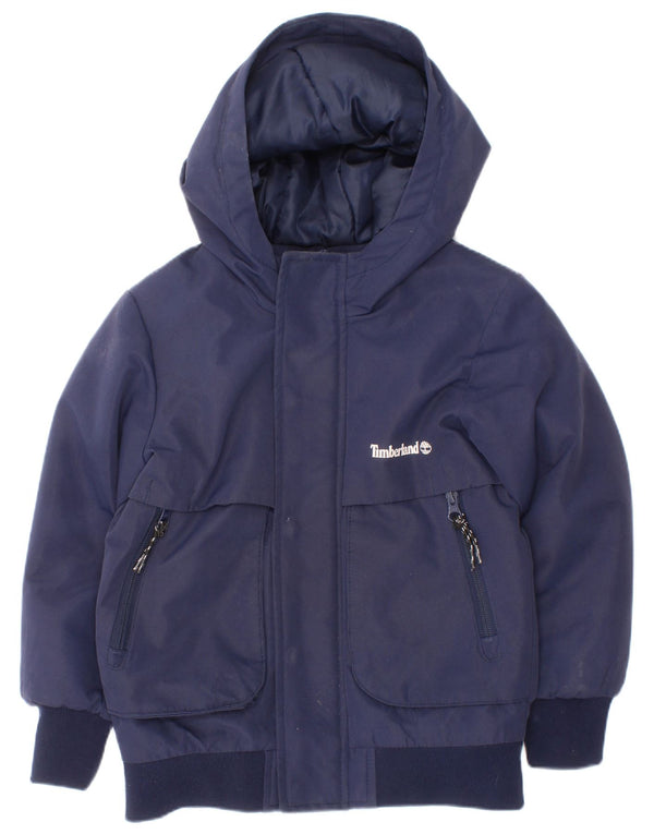 Timberland Boys Hooded Padded Jacket 4-5 Years Navy Blue Polyester
