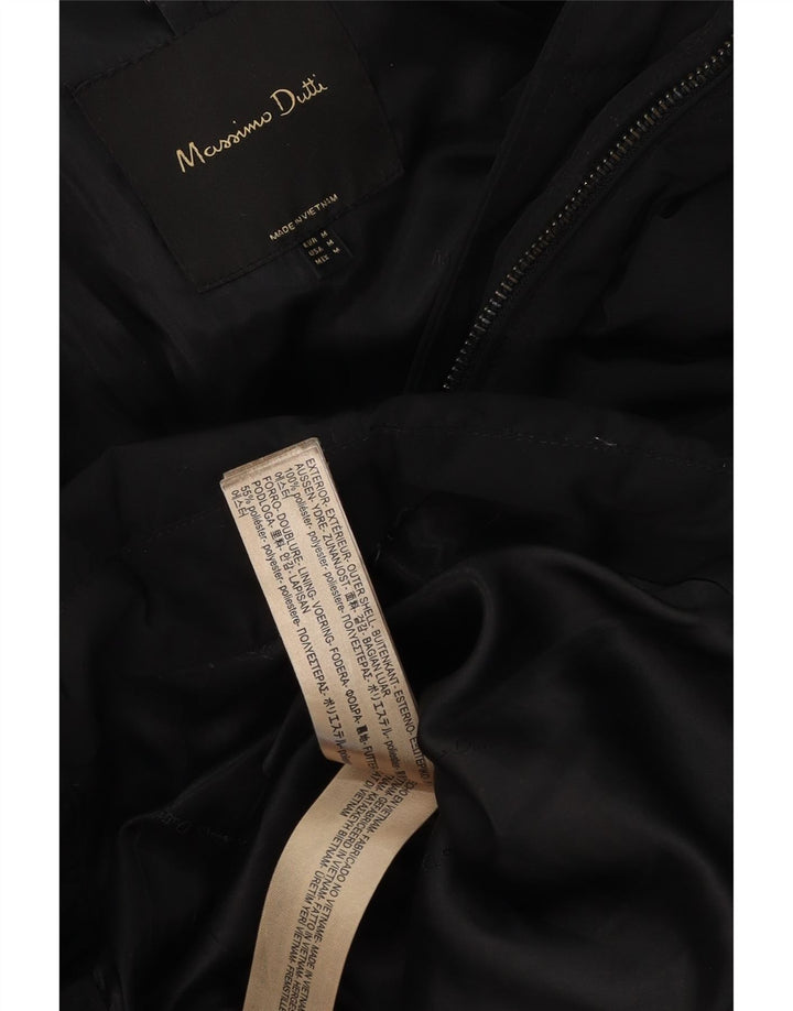 Massimo Dutti Womens Hooded Padded Coat UK 14 Medium Black Polyester