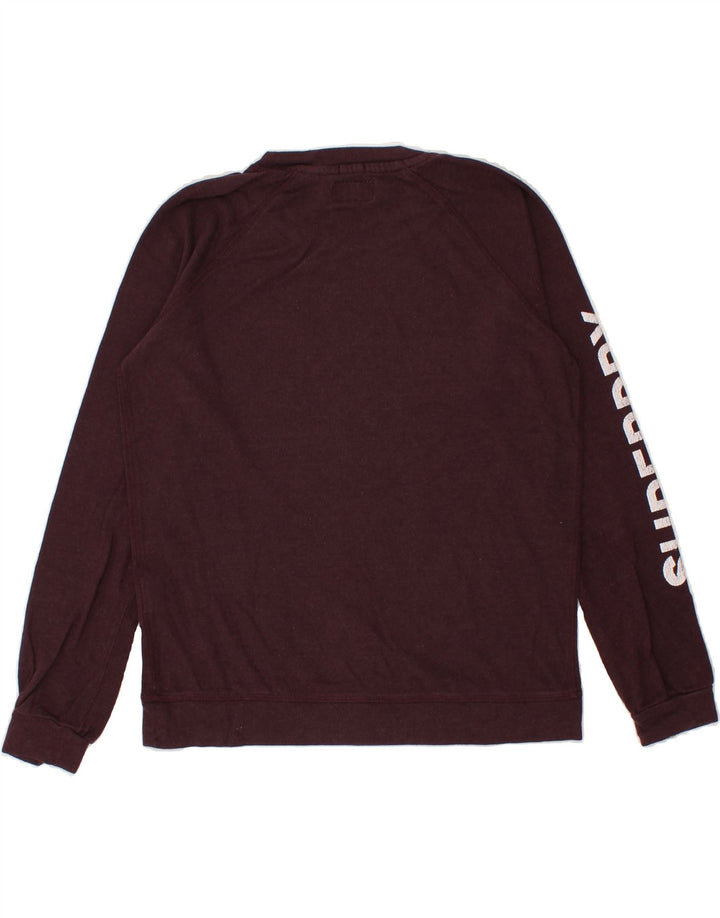 SUPERDRY Womens Oversized Graphic Sweatshirt Jumper UK 10 Small Burgundy Vintage Superdry and Second-Hand Superdry from Messina Hembry 