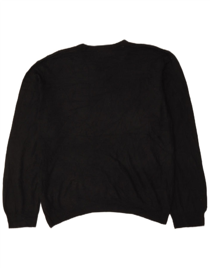 Marks & Spencer Mens Regular Fit V-Neck Jumper Sweater 2XL Black Acrylic