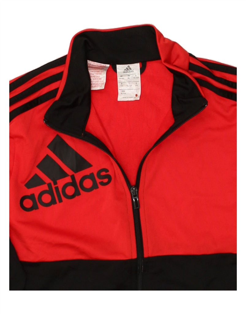 ADIDAS Boys Graphic Tracksuit Top Jacket 15-16 Years  Red Colourblock | Vintage Adidas | Thrift | Second-Hand Adidas | Used Clothing | Messina Hembry 