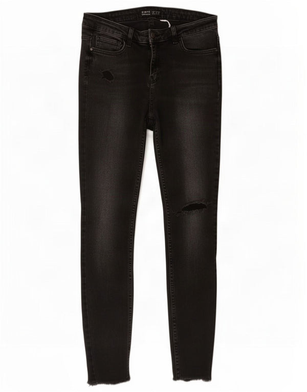 Zara Womens Z1975 Distressed Skinny Jeans EU 40 Medium W30 L29 Black