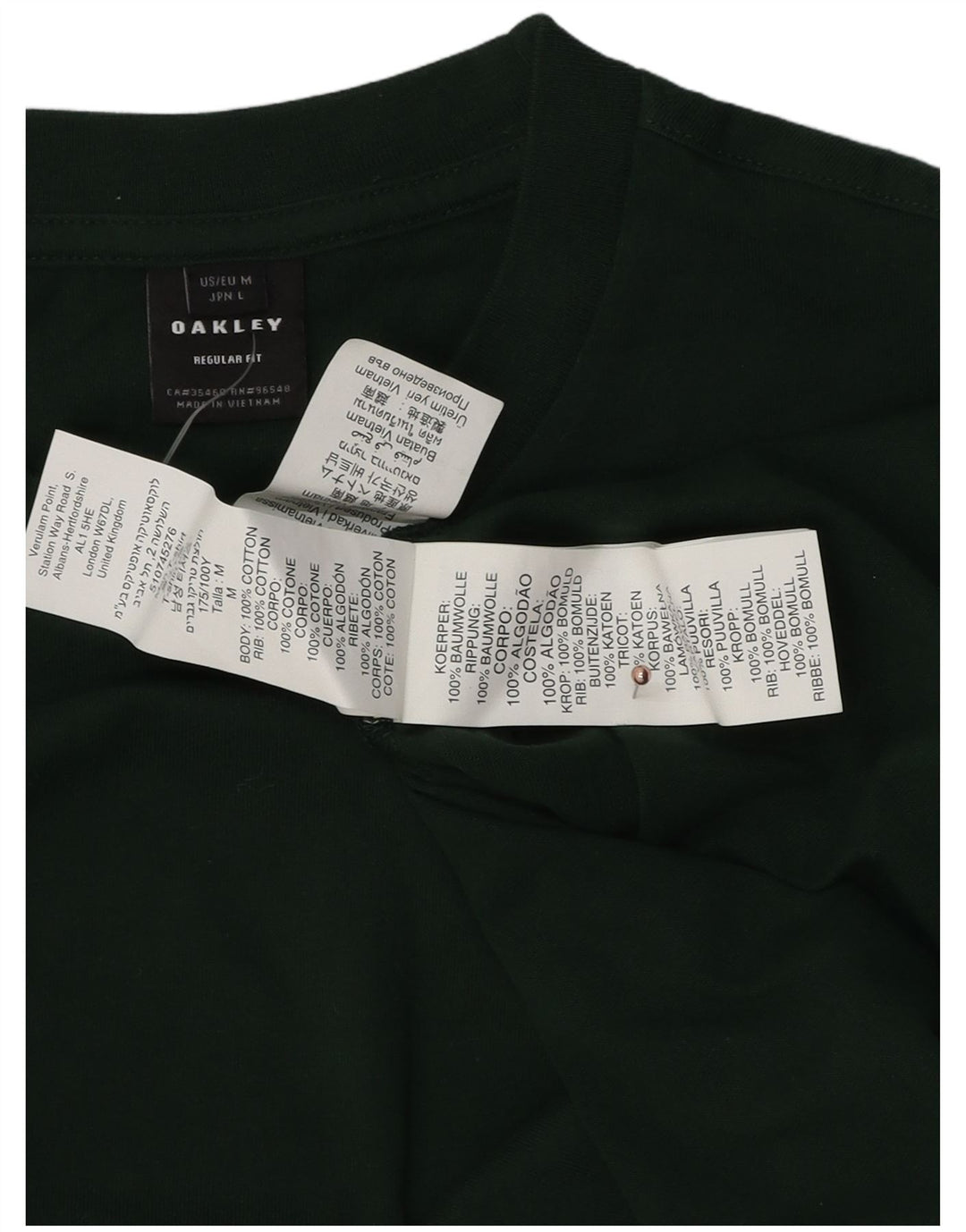 OAKLEY Mens Regular Fit Top Long Sleeve Medium Green Cotton