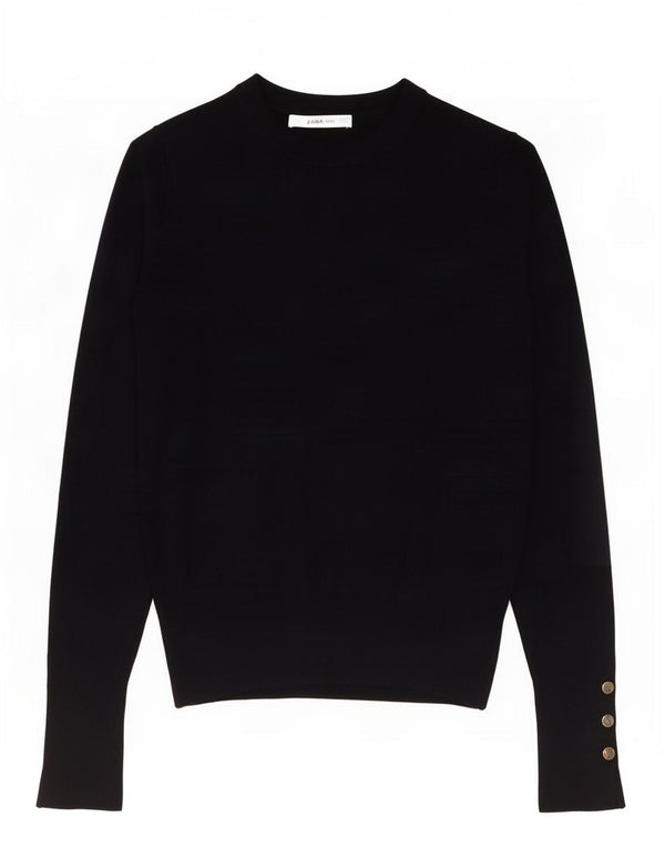 Zara Womens Crew Neck Jumper Sweater UK 10 Small Navy Blue