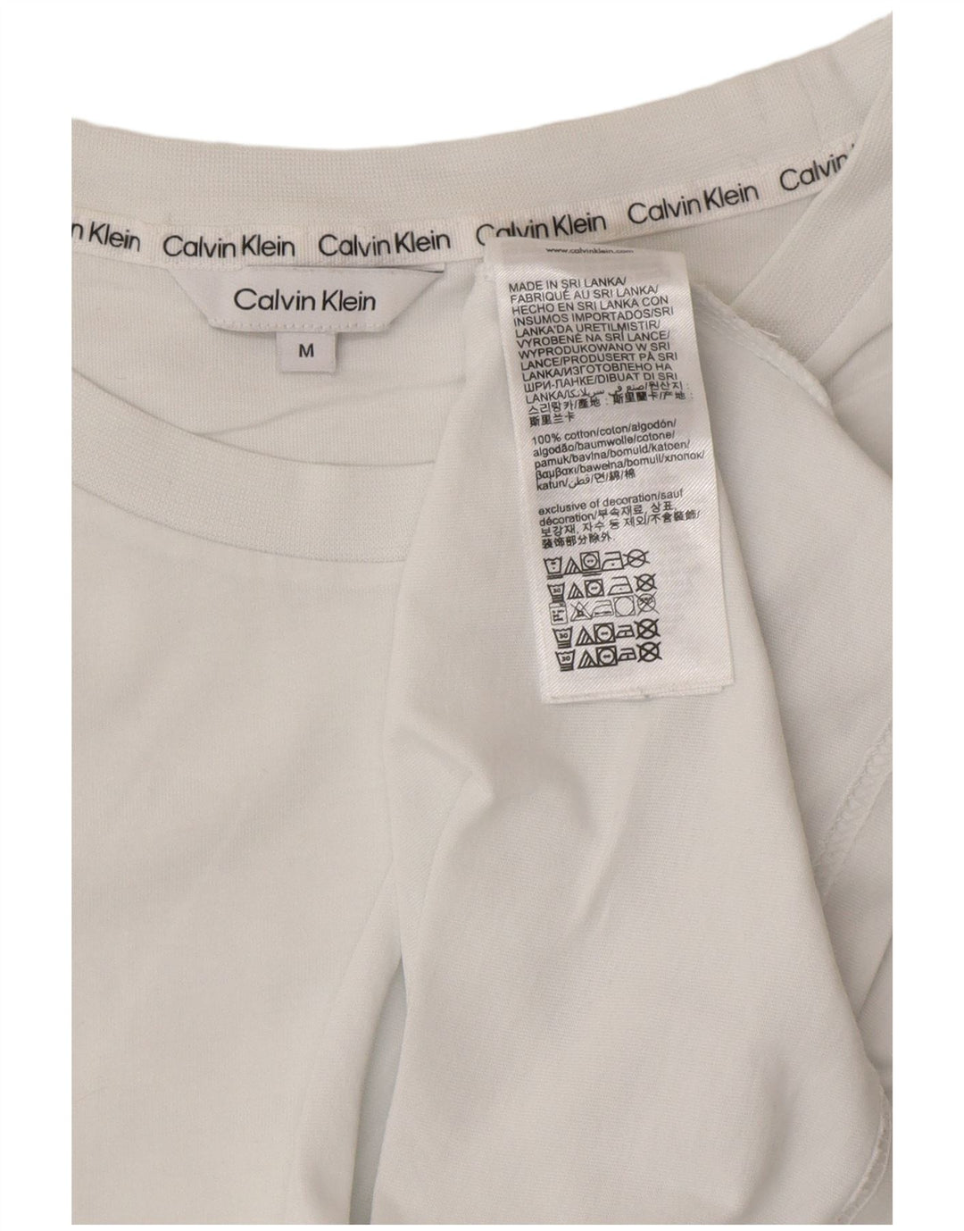 CALVIN KLEIN Mens Graphic T-Shirt Top Medium White Cotton