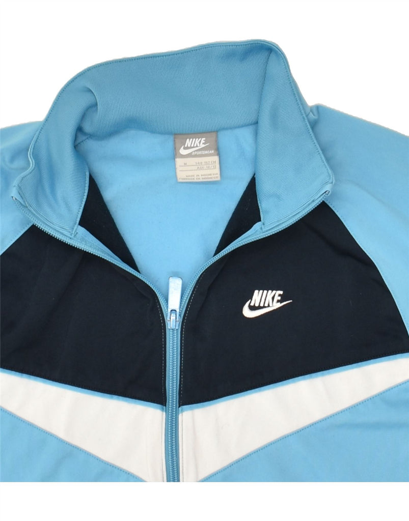 NIKE Boys Graphic Tracksuit Top Jacket 10-11 Years Medium Blue Colourblock | Vintage Nike | Thrift | Second-Hand Nike | Used Clothing | Messina Hembry 