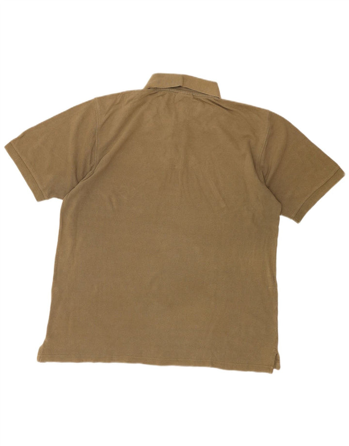 REEBOK Mens Polo Shirt Large Khaki Cotton