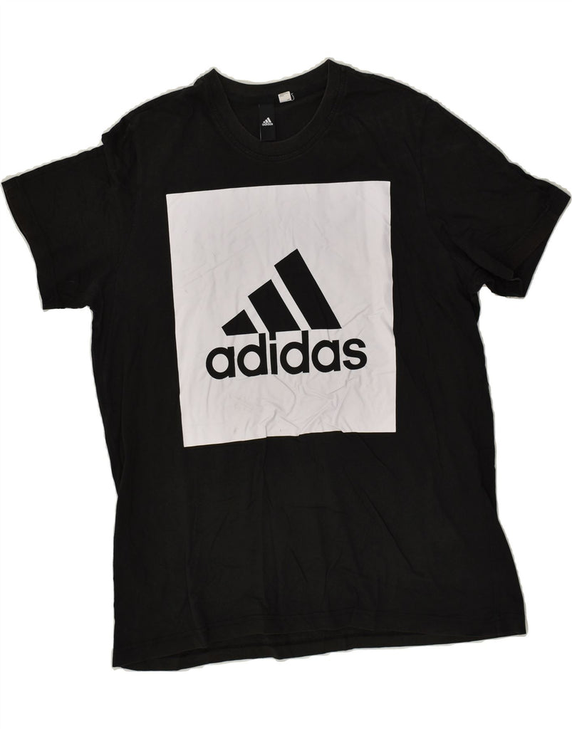 ADIDAS Mens Graphic T-Shirt Top Large Black Vintage Adidas and Second-Hand Adidas from Messina Hembry 