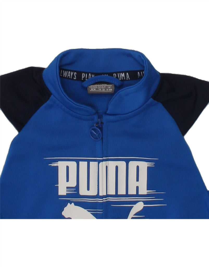 PUMA Baby Boys Graphic Tracksuit Top Jacket 6-9 Months Blue Polyester | Vintage Puma | Thrift | Second-Hand Puma | Used Clothing | Messina Hembry 