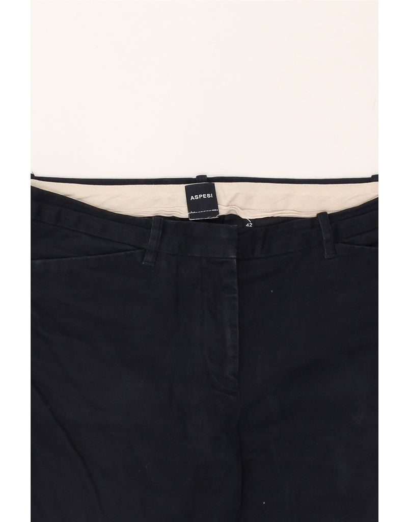 ASPESI Womens Straight Casual Trousers EU 42 Large W32 L26 Navy Blue | Vintage Aspesi | Thrift | Second-Hand Aspesi | Used Clothing | Messina Hembry 