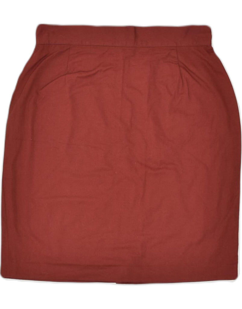 VINTAGE Womens Pencil Skirt UK 12 Medium W28 Maroon Cotton | Vintage | Thrift | Second-Hand | Used Clothing | Messina Hembry 