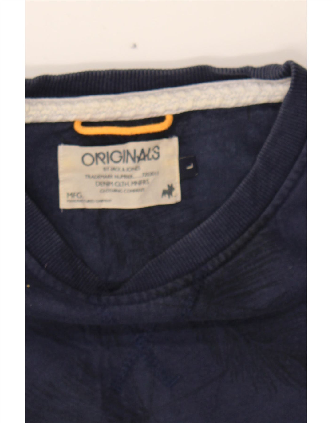 JACK & JONES Mens Abstract Pattern Sweatshirt Jumper Large Navy Blue Vintage Jack & Jones and Second-Hand Jack & Jones from Messina Hembry 