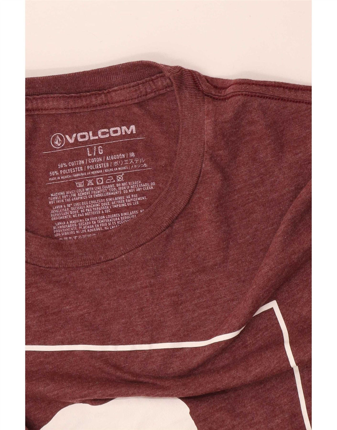 Volcom Mens Graphic T-Shirt Top Large Burgundy Cotton