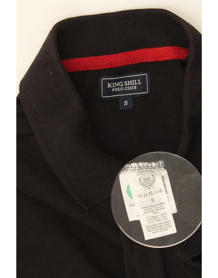 Mens Graphic Polo Shirt Small Black Cotton