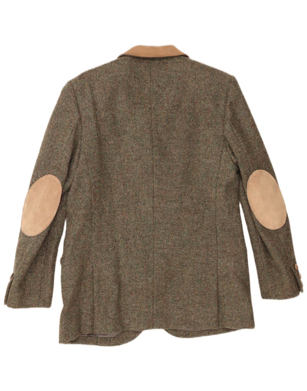 Vintage Womens 4 Button Blazer Jacket UK 12 Medium Khaki Colourblock
