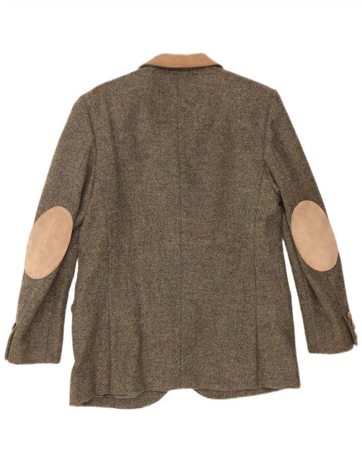 Vintage Womens 4 Button Blazer Jacket UK 12 Medium Khaki Colourblock