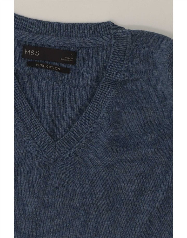 Marks & Spencer Mens Vest Tank Top Medium Blue Cotton