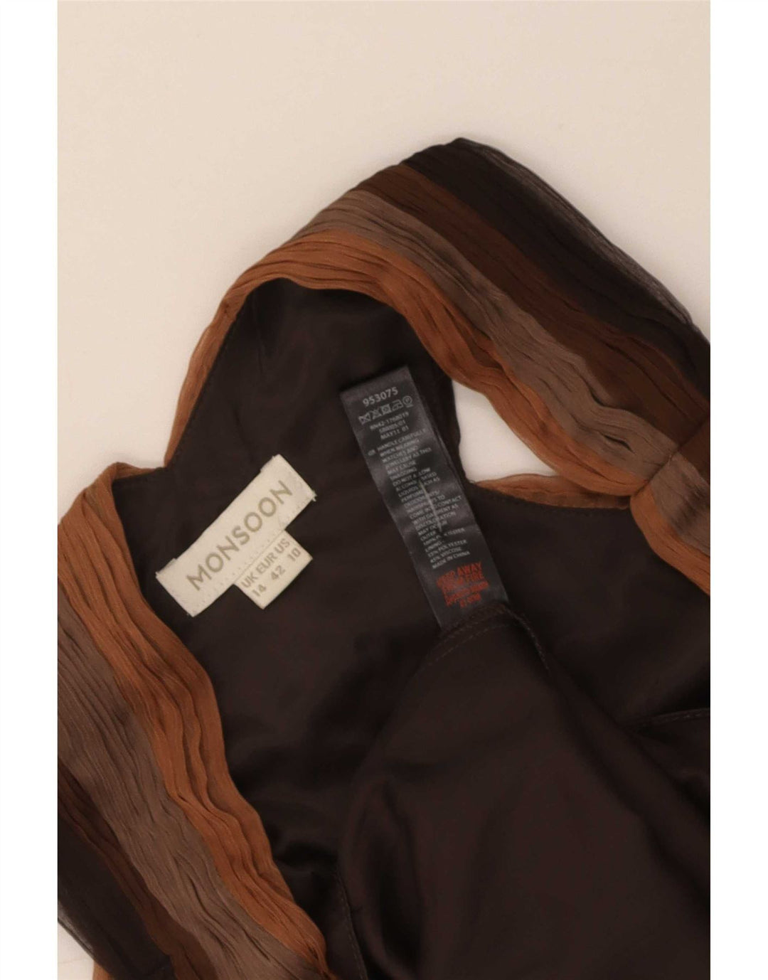 Monsoon Womens A-Line Dress UK 14 Large Brown Colourblock Polyester