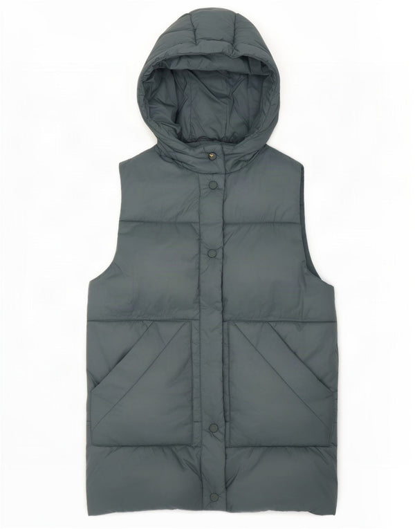 Zara Girls Hooded Padded Gilet 9-10 Years Grey Polyamide