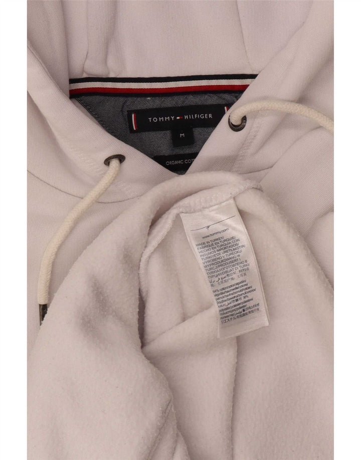 Tommy Hilfiger Mens Graphic Hoodie Jumper Medium White Cotton