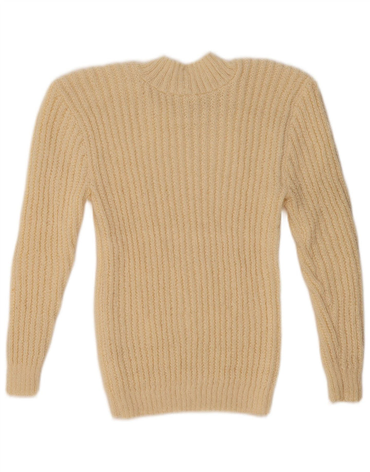 Vintage Womens Turtle Neck Jumper Sweater UK 10 Small Beige