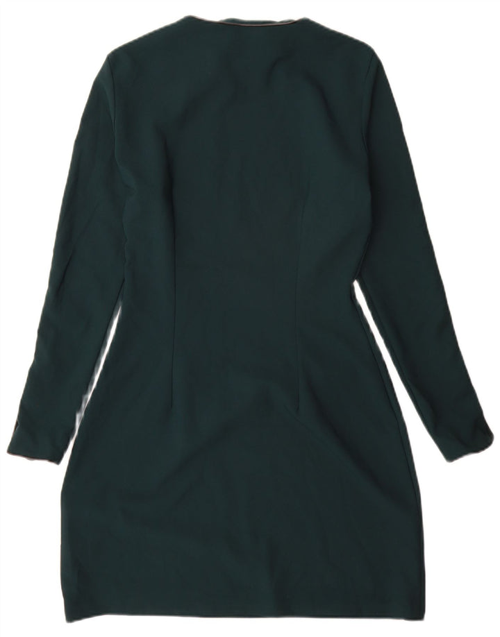 Zara Womens Long Sleeve Sheath Dress UK 10 Small Green Polyester