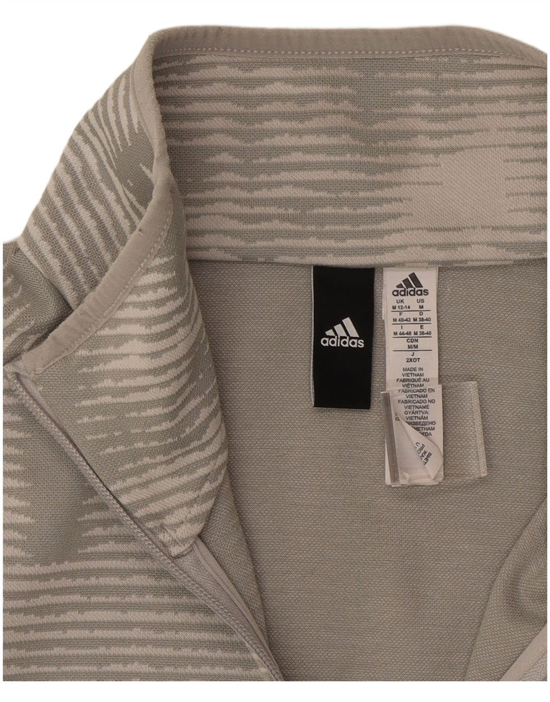 ADIDAS Womens Tracksuit Top Jacket UK 12/14 Medium Grey Striped Polyester