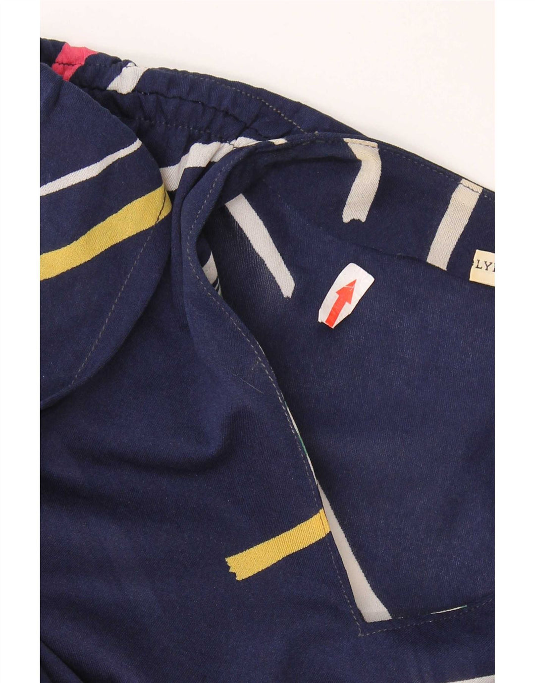 Vintage Womens A-Line Dress IT 42 Medium Navy Blue Striped Polyester