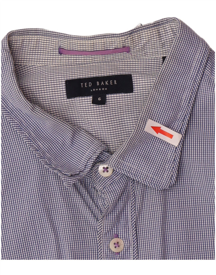 Ted Baker Mens Shirt Size 6 2XL Navy Blue Check