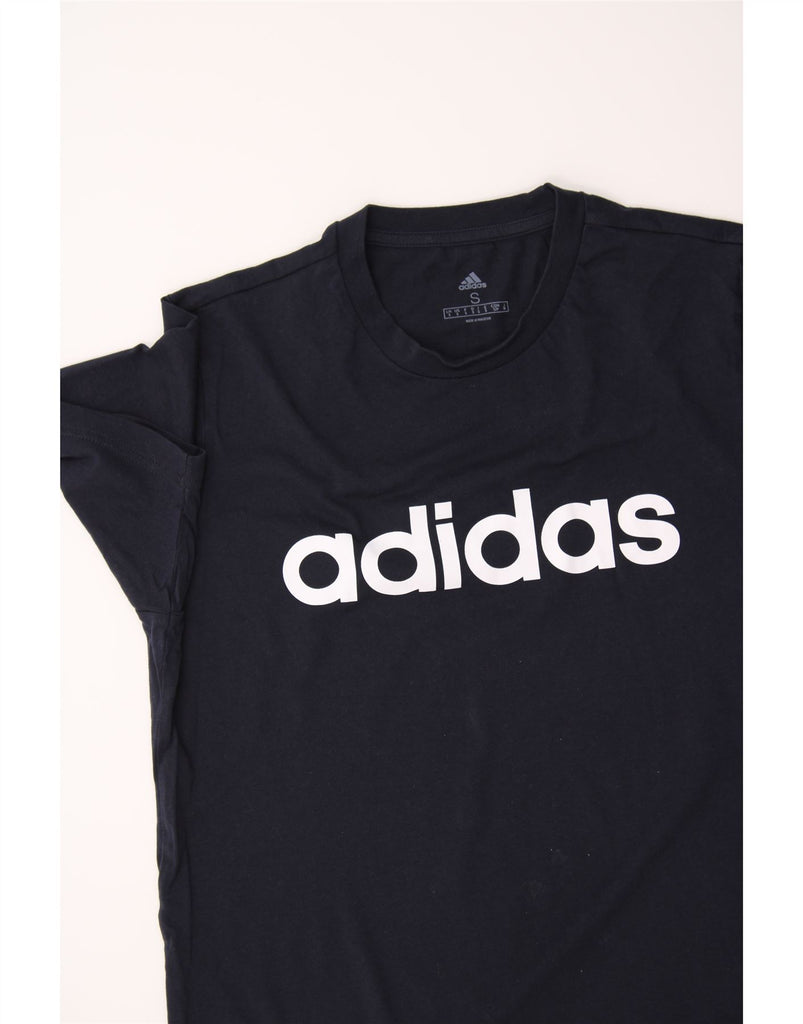 ADIDAS Mens Graphic T-Shirt Top Small Navy Blue Cotton Vintage Adidas and Second-Hand Adidas from Messina Hembry 