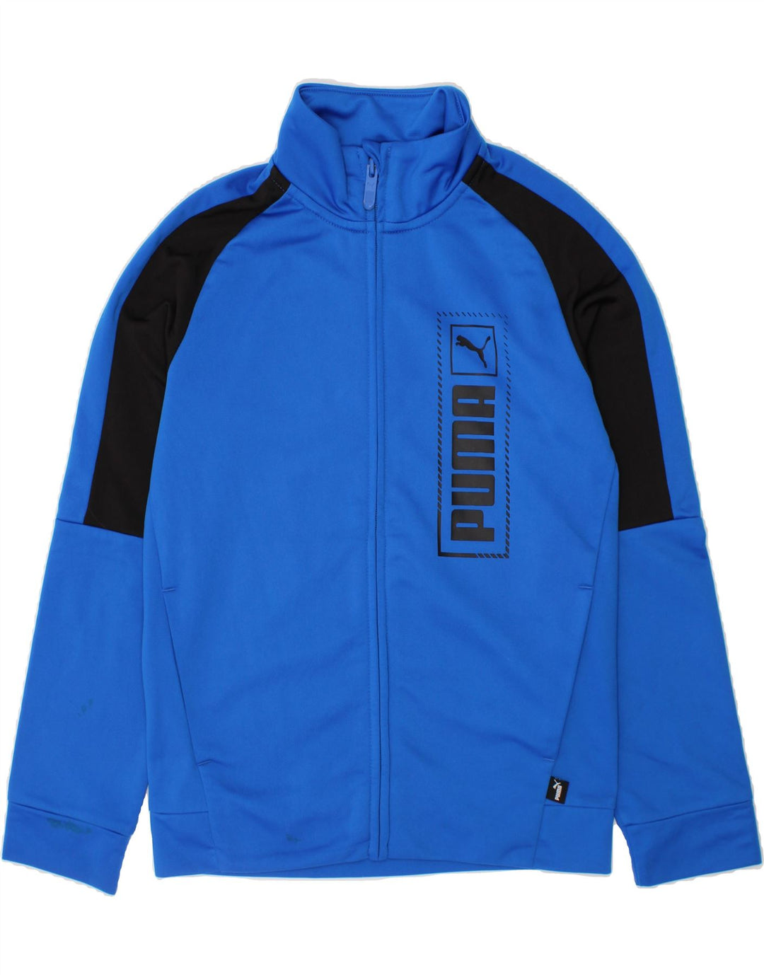 PUMA Boys Graphic Tracksuit Top Jacket 9-10 Years  Blue Colourblock Vintage Puma and Second-Hand Puma from Messina Hembry 