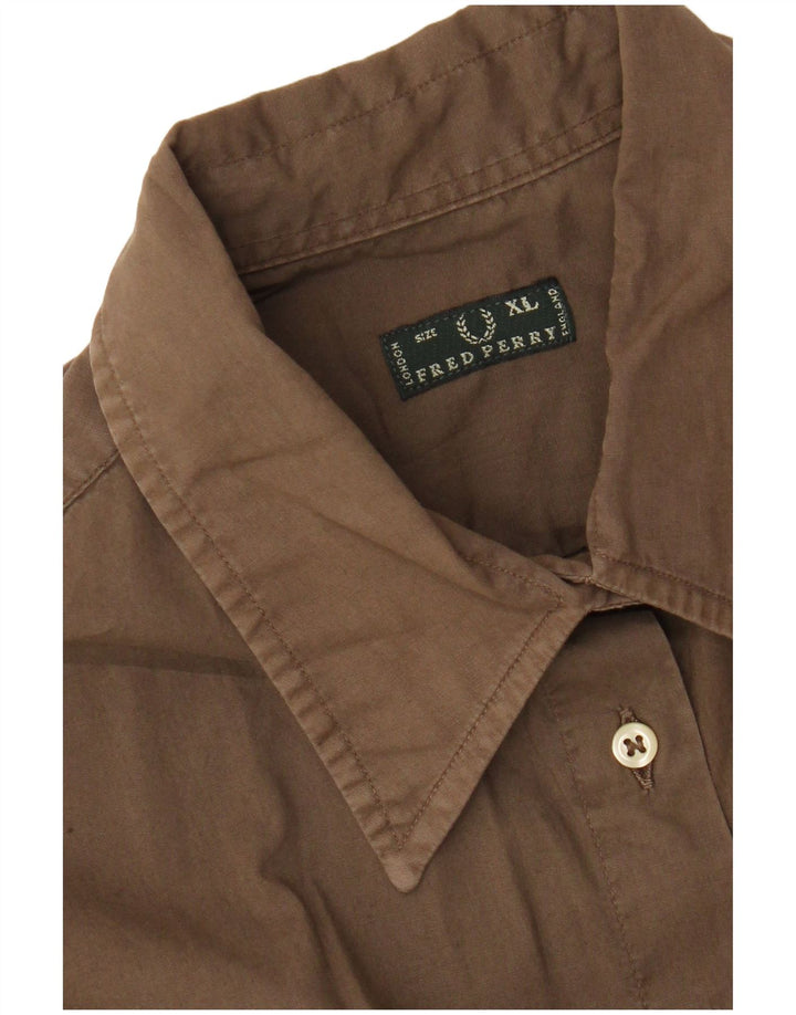 Fred Perry Womens Shirt UK 18 XL Brown Cotton