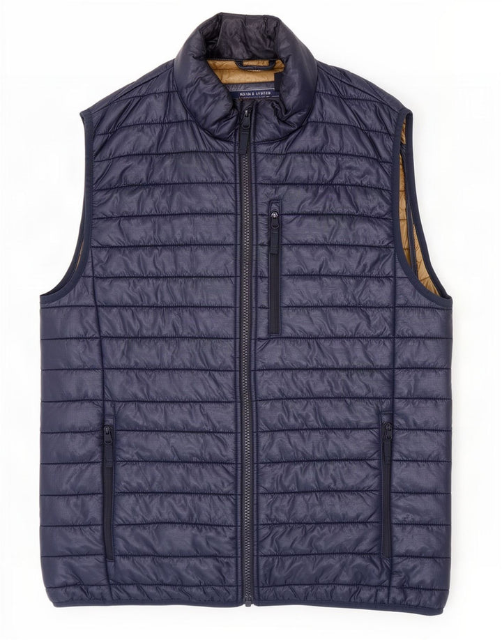 J. Crew Mens Padded Gilet UK 36 Small Navy Blue Nylon
