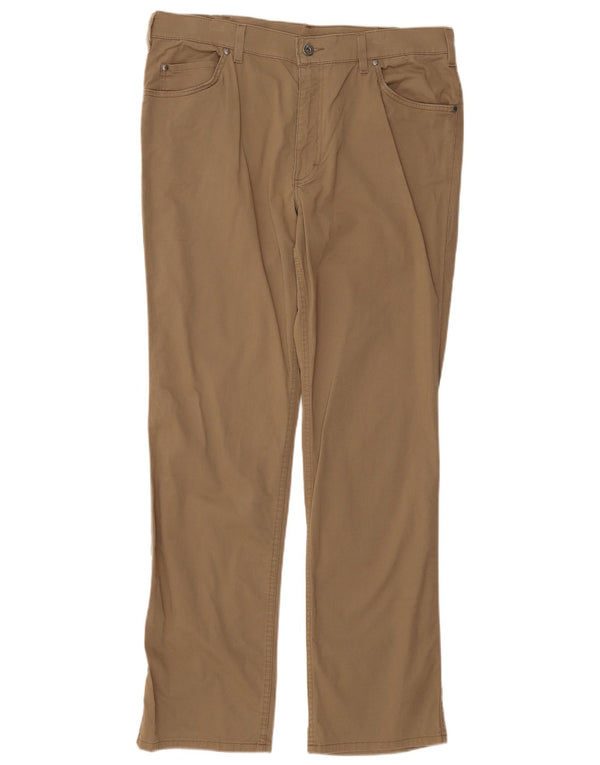 Mustang Mens Tramper Straight Casual Trousers W38 L32 Beige Cotton
