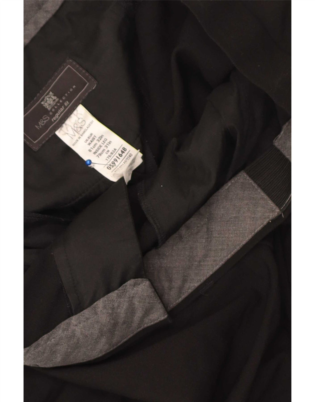 Marks & Spencer Mens Straight Regular Fit Suit Trousers W32 L31 Black