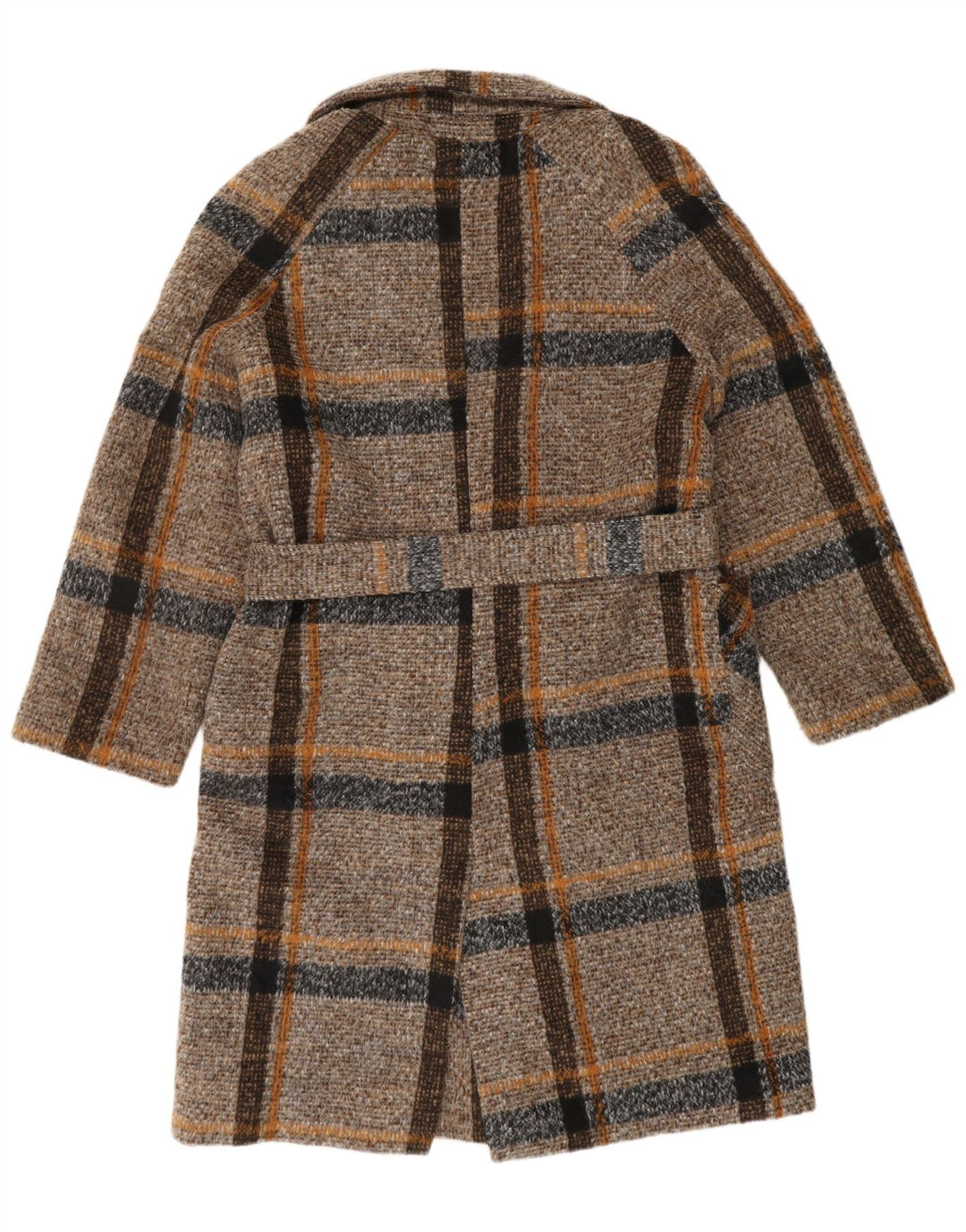 SWEET MISS Womens Double Breasted Coat UK 14 Medium Brown Check Polyester