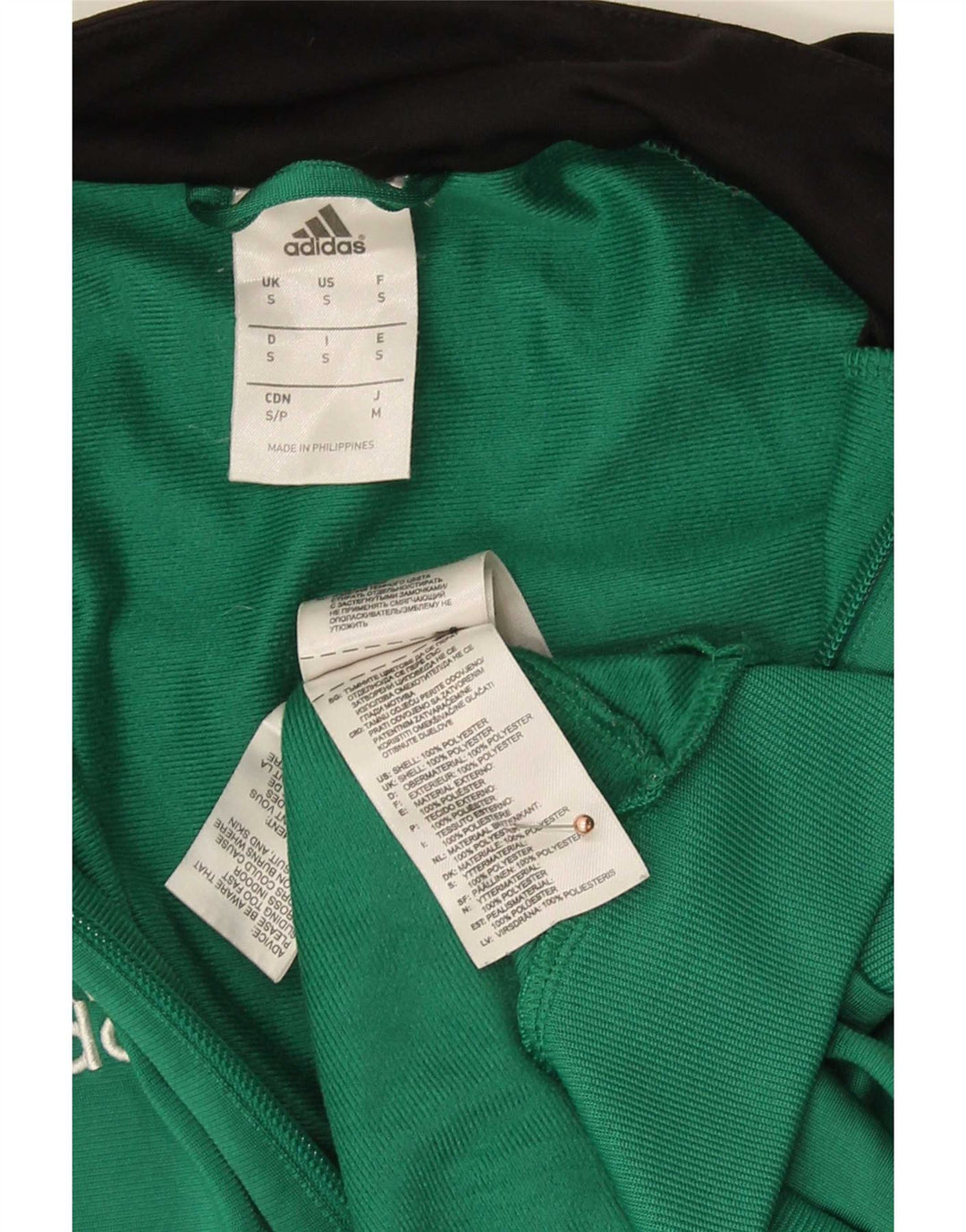Adidas Mens Tracksuit Top Jacket Small Green Colourblock Polyester
