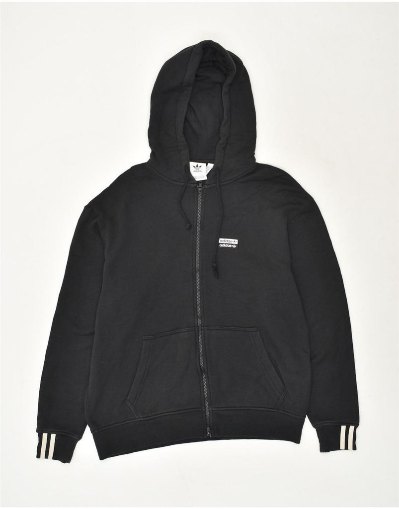 ADIDAS Mens Zip Hoodie Sweater Small Black Cotton | Vintage Adidas | Thrift | Second-Hand Adidas | Used Clothing | Messina Hembry 