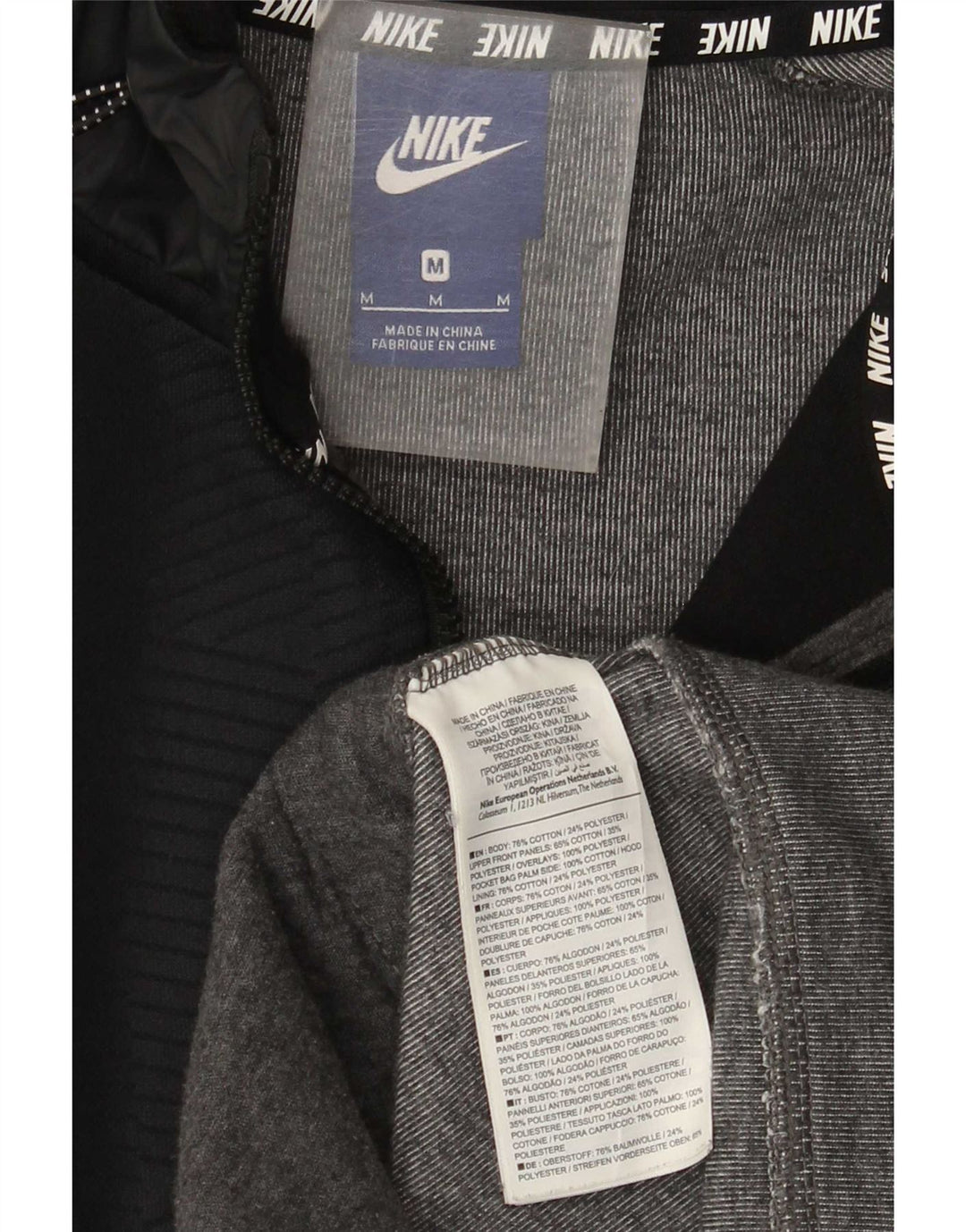 Nike Mens Zip Hoodie Sweater Medium Grey Colourblock Cotton