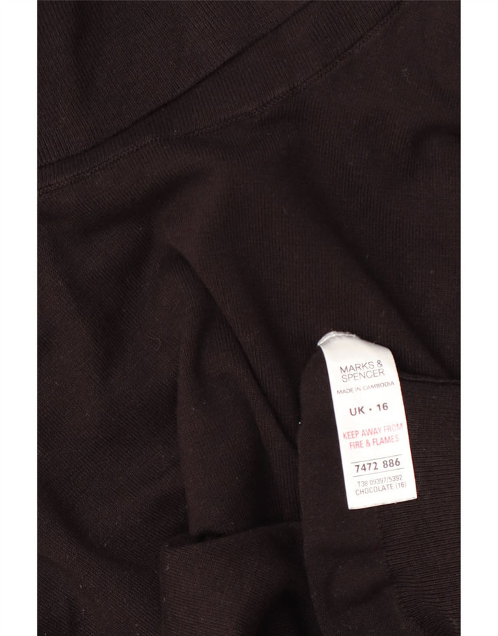 Marks & Spencer Womens Roll Neck Jumper Sweater UK 16 Large Brown Viscose