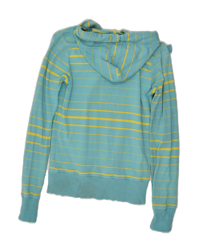 CHAMPION Womens Hoodie Jumper UK 12 Medium Turquoise Striped Cotton | Vintage Champion | Thrift | Second-Hand Champion | Used Clothing | Messina Hembry 