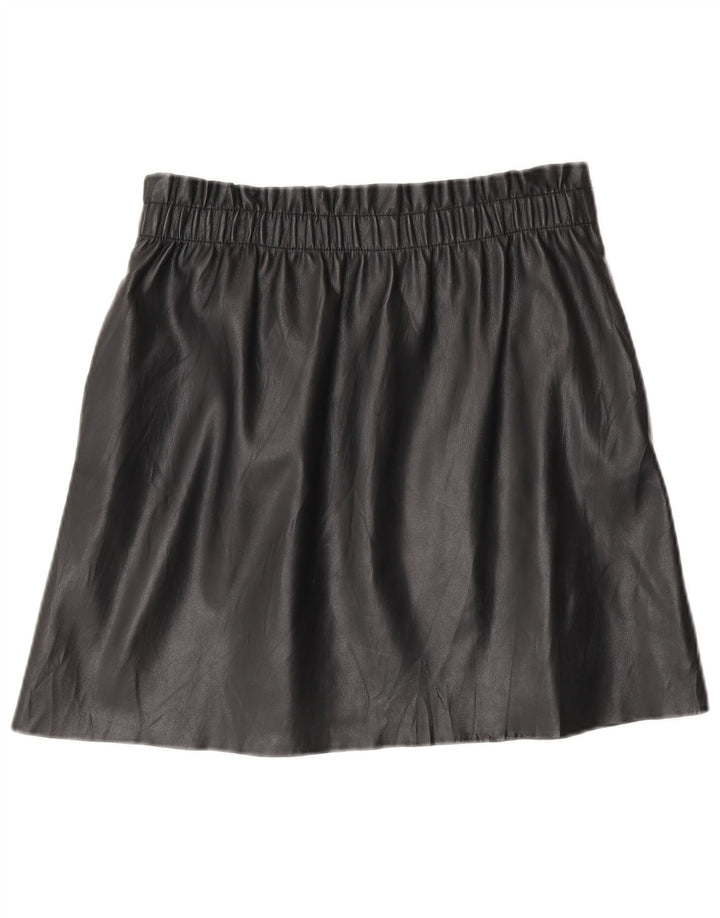 Zara Womens Faux Leather Mini Skirt Medium W28  Black Polyester