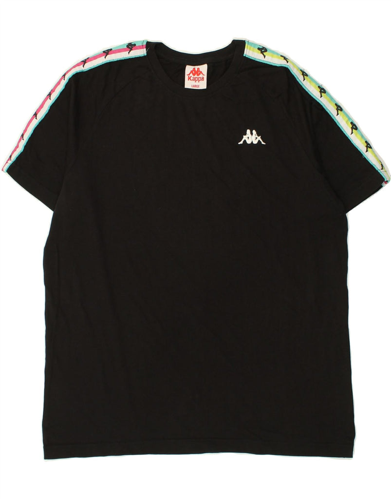 KAPPA Mens T-Shirt Top Large Black Colourblock Cotton | Vintage Kappa | Thrift | Second-Hand Kappa | Used Clothing | Messina Hembry 