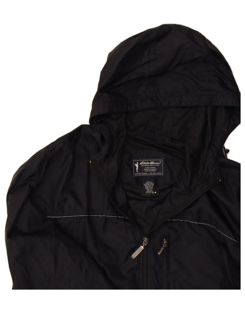 EDDIE BAUER Mens Hooded Rain Jacket UK 40 Large Navy Blue Nylon Vintage Eddie Bauer and Second-Hand Eddie Bauer from Messina Hembry 