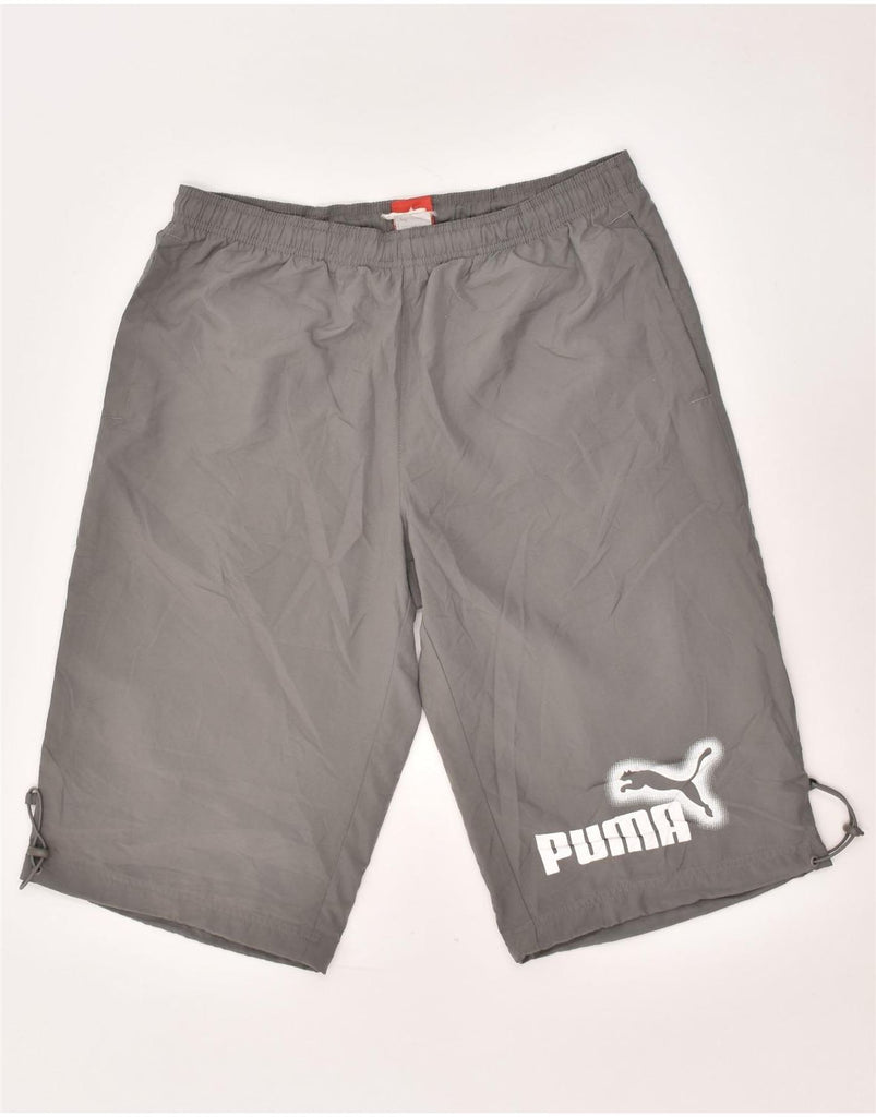 PUMA Mens Graphic Sport Shorts Medium Grey Polyester | Vintage Puma | Thrift | Second-Hand Puma | Used Clothing | Messina Hembry 