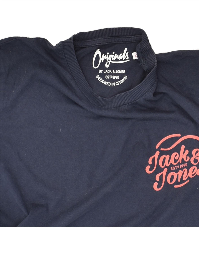 JACK & JONES Mens T-Shirt Top Medium Navy Blue Cotton | Vintage Jack & Jones | Thrift | Second-Hand Jack & Jones | Used Clothing | Messina Hembry 