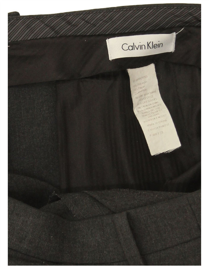 Calvin Klein Mens Straight Suit Trousers W34 L29 Grey Polyester