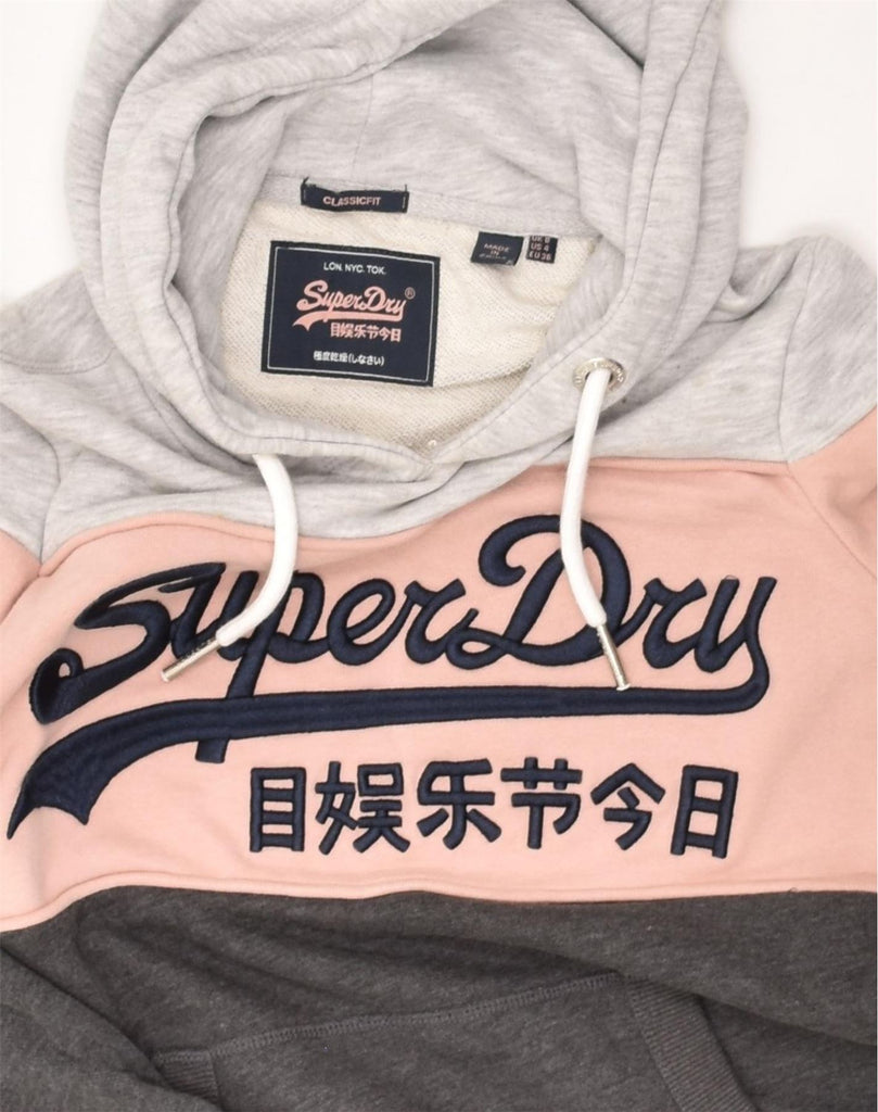 SUPERDRY Womens Graphic Classic Fit Hoodie Jumper UK 8 Small Grey | Vintage Superdry | Thrift | Second-Hand Superdry | Used Clothing | Messina Hembry 